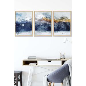 ARTZE Abstract Navy Blue & Yellow Mountains Framed Wall Art - Medium in Light Oak Size: W45 cm x H62 cm x D20mm Light Oak W45 cm x H62 cm x D20mm ARTZE Abstract Navy Blue & Yellow Mountains Framed Wall Art - Medium in Light Oak Size: W45 cm x H62 cm x D20mm Light Oak W45 cm x H62 cm x D20mm