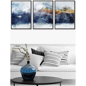 ARTZE Abstract Navy Blue & Yellow Mountains Framed Wall Art - Large in Black Size: W53 cm x H73 cm x D20mm Black W53 cm x H73 cm x D20mm ARTZE Abstract Navy Blue & Yellow Mountains Framed Wall Art - Large in Black Size: W53 cm x H73 cm x D20mm Black W53 cm x H73 cm x D20mm