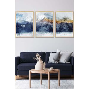 ARTZE Abstract Navy Blue & Yellow Mountains Framed Wall Art - Large in Light Oak Size: W53 cm x H73 cm x D20mm Light Oak W53 cm x H73 cm x D20mm ARTZE Abstract Navy Blue & Yellow Mountains Framed Wall Art - Large in Light Oak Size: W53 cm x H73 cm x D20mm Light Oak W53 cm x H73 cm x D20mm