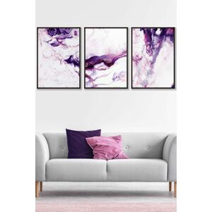 ARTZE Set of 3 Black Framed Purple Pink Abstract Ocean Waves Wall Art Size: W33 cm x H45 cm x D20mm Purple W33 cm x H45 cm x D20mm ARTZE Set of 3 Black Framed Purple Pink Abstract Ocean Waves Wall Art Size: W33 cm x H45 cm x D20mm Purple W33 cm x H45 cm x D20mm