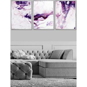 ARTZE Set of 3 Silver Framed Purple Pink Abstract Ocean Waves Wall Art Size: W33 cm x H45 cm x D20mm Purple W33 cm x H45 cm x D20mm ARTZE Set of 3 Silver Framed Purple Pink Abstract Ocean Waves Wall Art Size: W33 cm x H45 cm x D20mm Purple W33 cm x H45 cm x D20mm
