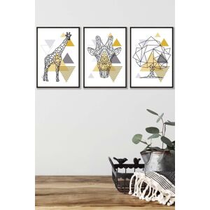 ARTZE Geometric Line Art Yellow Giraffe Tree Set Framed Wall Art - Medium in Black Size: W45 cm x H62 cm x D20mm Black W45 cm x H62 cm x D20mm ARTZE Geometric Line Art Yellow Giraffe Tree Set Framed Wall Art - Medium in Black Size: W45 cm x H62 cm x D20mm Black W45 cm x H62 cm x D20mm