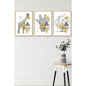 ARTZE Geometric Line Art Yellow Giraffe Tree Set Framed Wall Art - Medium in Light Oak Size: W45 cm x H62 cm x D20mm Light Oak W45 cm x H62 cm x D20mm ARTZE Geometric Line Art Yellow Giraffe Tree Set Framed Wall Art - Medium in Light Oak Size: W45 cm x H62 cm x D20mm Light Oak W45 cm x H62 cm x D20mm