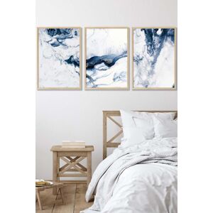 ARTZE Navy Blue Ocean Waves Framed - Large - Light Oak - Wall Art ARTZE Navy Blue Ocean Waves Framed - Large - Light Oak - Wall Art