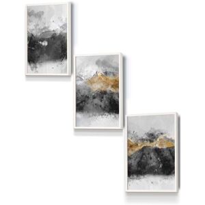 ARTZE Abstract Grey & Yellow Mountains Framed Wall Art - Small in White Size: W33 cm x H45 cm x D20mm White W33 cm x H45 cm x D20mm ARTZE Abstract Grey & Yellow Mountains Framed Wall Art - Small in White Size: W33 cm x H45 cm x D20mm White W33 cm x H45 cm x D20mm