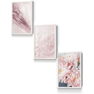 ARTZE Abstract Pink Macro Floral Framed Wall Art - Small in White Size: W33 cm x H45 cm x D20mm White W33 cm x H45 cm x D20mm ARTZE Abstract Pink Macro Floral Framed Wall Art - Small in White Size: W33 cm x H45 cm x D20mm White W33 cm x H45 cm x D20mm