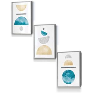 ARTZE Yellow & Aqua Blue Abstract Mid Century Geometric Framed Wall Art - Small in Light Grey Size: W33 cm x H45 cm x D20mm Light Grey W33 cm x H45 cm x D20mm ARTZE Yellow & Aqua Blue Abstract Mid Century Geometric Framed Wall Art - Small in Light Grey Size: W33 cm x H45 cm x D20mm Light Grey W33 cm x H45 cm x D20mm