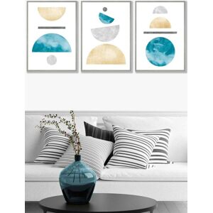 ARTZE Yellow & Aqua Blue Abstract Mid Century Geometric Framed Wall Art - Large in Light Grey Size: W53 cm x H73 cm x D20mm Light Grey W53 cm x H73 cm x D20mm ARTZE Yellow & Aqua Blue Abstract Mid Century Geometric Framed Wall Art - Large in Light Grey Size: W53 cm x H73 cm x D20mm Light Grey W53 cm x H73 cm x D20mm