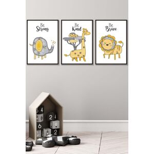 ARTZE Set of 3 Black Framed Scandi Nursery Elephant Animals Quote Yellow Grey Wall Art in Bright Yellow Size: W33 cm x H45 cm x D20mm Bright Yellow W33 cm x H45 cm x D20mm ARTZE Set of 3 Black Framed Scandi Nursery Elephant Animals Quote Yellow Grey Wall Art in Bright Yellow Size: W33 cm x H45 cm x D20mm Bright Yellow W33 cm x H45 cm x D20mm