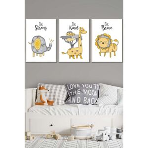 ARTZE Set of 3 White Framed Scandi Nursery Elephant Animals Quote Yellow Grey Wall Art in Bright Yellow Size: W33 cm x H45 cm x D20mm Bright Yellow W33 cm x H45 cm x D20mm ARTZE Set of 3 White Framed Scandi Nursery Elephant Animals Quote Yellow Grey Wall Art in Bright Yellow Size: W33 cm x H45 cm x D20mm Bright Yellow W33 cm x H45 cm x D20mm