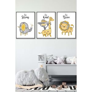 ARTZE Set of 3 Dark Grey Framed Scandi Nursery Elephant Animals Quote Yellow Grey Wall Art in Bright Yellow Size: W33 cm x H45 cm x D20mm Bright Yellow W33 cm x H45 cm x D20mm ARTZE Set of 3 Dark Grey Framed Scandi Nursery Elephant Animals Quote Yellow Grey Wall Art in Bright Yellow Size: W33 cm x H45 cm x D20mm Bright Yellow W33 cm x H45 cm x D20mm