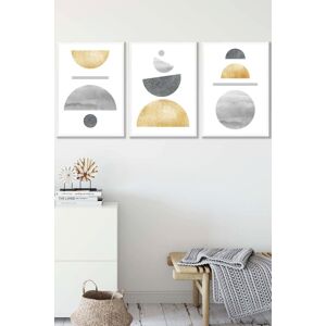 ARTZE Golden Yellow & Grey Abstract Mid Century Geometric Framed Wall Art - Medium in White Size: W45 cm x H62 cm x D20mm White W45 cm x H62 cm x D20mm ARTZE Golden Yellow & Grey Abstract Mid Century Geometric Framed Wall Art - Medium in White Size: W45 cm x H62 cm x D20mm White W45 cm x H62 cm x D20mm