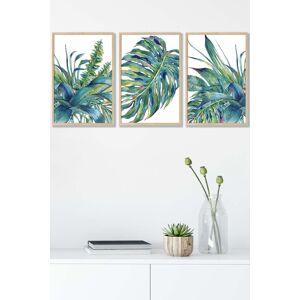 ARTZE Framed Blue Green Watercolour Tropical Leaves Framed Wall Art - Medium in Light Oak Size: W45 cm x H62 cm x D20mm Light Oak W45 cm x H62 cm x D20mm ARTZE Framed Blue Green Watercolour Tropical Leaves Framed Wall Art - Medium in Light Oak Size: W45 cm x H62 cm x D20mm Light Oak W45 cm x H62 cm x D20mm