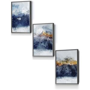 ARTZE Abstract Navy Blue & Yellow Mountains Framed Wall Art - Small in Dark Grey Size: W33 cm x H45 cm x D20mm Dark Grey W33 cm x H45 cm x D20mm ARTZE Abstract Navy Blue & Yellow Mountains Framed Wall Art - Small in Dark Grey Size: W33 cm x H45 cm x D20mm Dark Grey W33 cm x H45 cm x D20mm