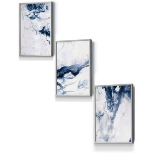 ARTZE Navy Blue Abstract Ocean Waves Framed Wall Art - Small in Light Grey Size: W33 cm x H45 cm x D20mm Light Grey W33 cm x H45 cm x D20mm ARTZE Navy Blue Abstract Ocean Waves Framed Wall Art - Small in Light Grey Size: W33 cm x H45 cm x D20mm Light Grey W33 cm x H45 cm x D20mm