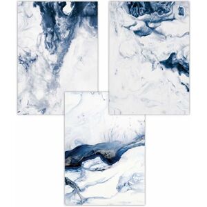 ARTZE Set of 3 Navy Blue Abstract Ocean Waves Art Posters Size: W42 cm x H59 cm Navy W42 cm x H59 cm ARTZE Set of 3 Navy Blue Abstract Ocean Waves Art Posters Size: W42 cm x H59 cm Navy W42 cm x H59 cm