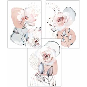 ARTZE Set of 3 Abstract Blush Pink Botanical Art Posters in Light Pink Size: W42 cm x H59 cm Light Pink W42 cm x H59 cm ARTZE Set of 3 Abstract Blush Pink Botanical Art Posters in Light Pink Size: W42 cm x H59 cm Light Pink W42 cm x H59 cm