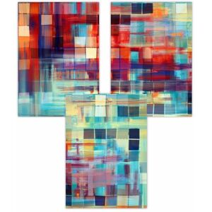 ARTZE Set of 3 Geometric Abstract Colourful Squares Art Posters Size: W30 cm x H42 cm Multicolor W30 cm x H42 cm ARTZE Set of 3 Geometric Abstract Colourful Squares Art Posters Size: W30 cm x H42 cm Multicolor W30 cm x H42 cm