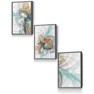ARTZE Set of 3 Dark Grey Framed Abstract Aqua Grey Mixed Media Fractal Wall Art Size: W45 cm x H62 cm x D20mm Aqua W45 cm x H62 cm x D20mm ARTZE Set of 3 Dark Grey Framed Abstract Aqua Grey Mixed Media Fractal Wall Art Size: W45 cm x H62 cm x D20mm Aqua W45 cm x H62 cm x D20mm