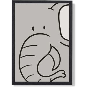 ARTZE Cute Cartoon Style Elephant Framed Print SIZE: A3 with Black Frame in Grey Size: A2 Grey A2 ARTZE Cute Cartoon Style Elephant Framed Print SIZE: A3 with Black Frame in Grey Size: A2 Grey A2