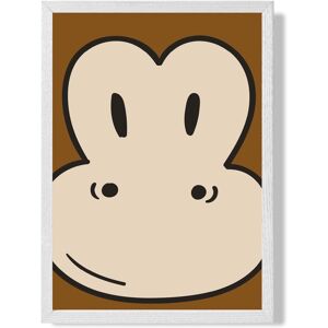 ARTZE Cute Cartoon Style Monkey Face Framed Print SIZE: A4 with White Frame in Brown Size: A3 Brown A3 ARTZE Cute Cartoon Style Monkey Face Framed Print SIZE: A4 with White Frame in Brown Size: A3 Brown A3