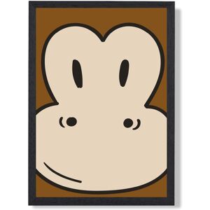 ARTZE Cute Cartoon Style Monkey Face Framed Print SIZE: A4 with Black Frame in Brown Size: A2 Brown A2 ARTZE Cute Cartoon Style Monkey Face Framed Print SIZE: A4 with Black Frame in Brown Size: A2 Brown A2