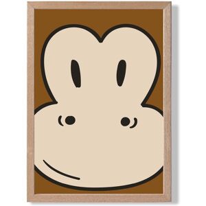 ARTZE Cute Cartoon Style Monkey Face Framed Print SIZE: A2 with Oak Frame in Brown Brown A2 ARTZE Cute Cartoon Style Monkey Face Framed Print SIZE: A2 with Oak Frame in Brown Brown A2