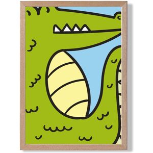 ARTZE Cute Cartoon Style Crocodile Framed Print SIZE: A4 with Oak Frame in Bright Green Size: A3 Bright Green A3 ARTZE Cute Cartoon Style Crocodile Framed Print SIZE: A4 with Oak Frame in Bright Green Size: A3 Bright Green A3