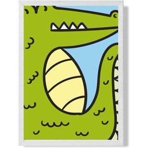 ARTZE Cute Cartoon Style Crocodile Framed Print SIZE: A4 with White Frame in Bright Green Size: A2 Bright Green A2 ARTZE Cute Cartoon Style Crocodile Framed Print SIZE: A4 with White Frame in Bright Green Size: A2 Bright Green A2