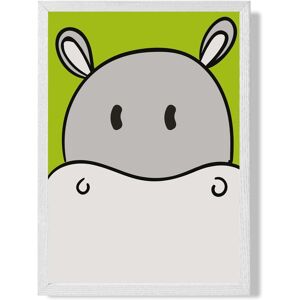ARTZE Cute Cartoon Style Hippo Face Framed Print SIZE: A3 with White Frame in Grey Size: A4 Grey A4 ARTZE Cute Cartoon Style Hippo Face Framed Print SIZE: A3 with White Frame in Grey Size: A4 Grey A4