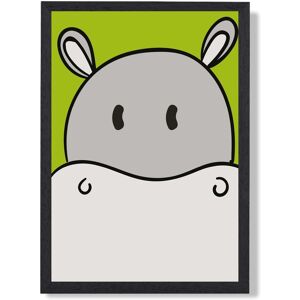 ARTZE Cute Cartoon Style Hippo Face Framed Print SIZE: A2 with Black Frame in Grey Size: A3 Grey A3 ARTZE Cute Cartoon Style Hippo Face Framed Print SIZE: A2 with Black Frame in Grey Size: A3 Grey A3