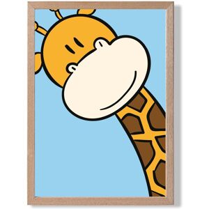 ARTZE Cute Cartoon Style Giraffe Face Framed Print SIZE: A3 with Oak Frame in Brown Brown A3 ARTZE Cute Cartoon Style Giraffe Face Framed Print SIZE: A3 with Oak Frame in Brown Brown A3