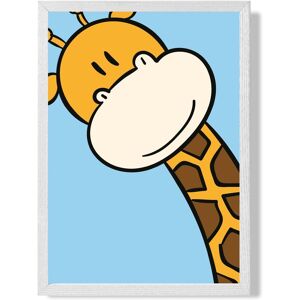ARTZE Cute Cartoon Style Giraffe Face Framed Print SIZE: A2 with White Frame in Brown Brown A2 ARTZE Cute Cartoon Style Giraffe Face Framed Print SIZE: A2 with White Frame in Brown Brown A2