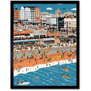Artery8 Wall Art Print Brighton Beach & Palace Pier Modern Abstract Art Framed in Black Size: W12" x H16" Black W12" x H16" Artery8 Wall Art Print Brighton Beach & Palace Pier Modern Abstract Art Framed in Black Size: W12" x H16" Black W12" x H16"
