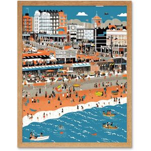 Artery8 Wall Art Print Brighton Beach & Palace Pier Modern Abstract Art Framed in Light Oak Size: W12" x H16" Light Oak W12" x H16" Artery8 Wall Art Print Brighton Beach & Palace Pier Modern Abstract Art Framed in Light Oak Size: W12" x H16" Light Oak W12" x H16"