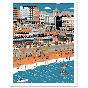 Artery8 Wall Art Print Brighton Beach & Palace Pier Modern Abstract Art Framed in White Size: W12" x H16" White W12" x H16" Artery8 Wall Art Print Brighton Beach & Palace Pier Modern Abstract Art Framed in White Size: W12" x H16" White W12" x H16"