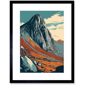 Artery8 Wall Art Print Tryfan Mountain Peak Landscape Teal Brown Linocut Artwork Framed 9X7 Inch in Black Size: W7" x H9" Black W7" x H9" Artery8 Wall Art Print Tryfan Mountain Peak Landscape Teal Brown Linocut Artwork Framed 9X7 Inch in Black Size: W7" x H9" Black W7" x H9"