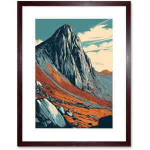 Artery8 Wall Art Print Tryfan Mountain Peak Landscape Teal Brown Linocut Artwork Framed 9X7 Inch Size: W7" x H9" Brown W7" x H9" Artery8 Wall Art Print Tryfan Mountain Peak Landscape Teal Brown Linocut Artwork Framed 9X7 Inch Size: W7" x H9" Brown W7" x H9"