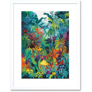 Artery8 Wall Art Print Rainforest Landscape Vibrant Multicoloured Nature Artwork Framed 9X7 Inch in White Size: W7" x H9" White W7" x H9" Artery8 Wall Art Print Rainforest Landscape Vibrant Multicoloured Nature Artwork Framed 9X7 Inch in White Size: W7" x H9" White W7" x H9"