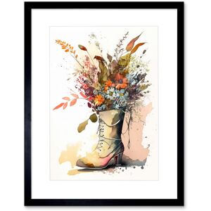 Artery8 Wall Art Print Spring Wildflower Bouquet in High Heel Army Boot Artwork Framed 9X7 Inch in Black Size: W7" x H9" Black W7" x H9" Artery8 Wall Art Print Spring Wildflower Bouquet in High Heel Army Boot Artwork Framed 9X7 Inch in Black Size: W7" x H9" Black W7" x H9"
