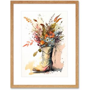 Artery8 Wall Art Print Spring Wildflower Bouquet in High Heel Army Boot Artwork Framed 9X7 Inch in Beige Size: W7" x H9" Beige W7" x H9" Artery8 Wall Art Print Spring Wildflower Bouquet in High Heel Army Boot Artwork Framed 9X7 Inch in Beige Size: W7" x H9" Beige W7" x H9"