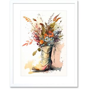 Artery8 Wall Art Print Spring Wildflower Bouquet in High Heel Army Boot Artwork Framed 9X7 Inch in White Size: W7" x H9" White W7" x H9" Artery8 Wall Art Print Spring Wildflower Bouquet in High Heel Army Boot Artwork Framed 9X7 Inch in White Size: W7" x H9" White W7" x H9"