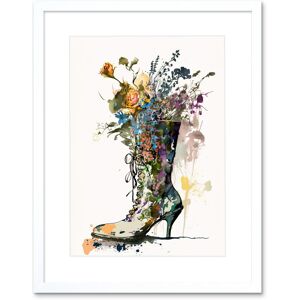 Artery8 Wall Art Print Spring Wildflower Bouquet in High Heel Floral Boot Artwork Framed 9X7 Inch in White Size: W7" x H9" White W7" x H9" Artery8 Wall Art Print Spring Wildflower Bouquet in High Heel Floral Boot Artwork Framed 9X7 Inch in White Size: W7" x H9" White W7" x H9"