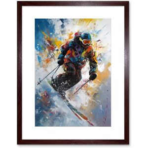 Artery8 Wall Art Print Skier Skiing Down Slope Vibrant Splat Art Painting Artwork Framed 9X7 Inch in Brown Size: W7" x H9" Brown W7" x H9" Artery8 Wall Art Print Skier Skiing Down Slope Vibrant Splat Art Painting Artwork Framed 9X7 Inch in Brown Size: W7" x H9" Brown W7" x H9"