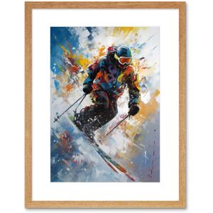 Artery8 Wall Art Print Skier Skiing Down Slope Vibrant Splat Art Painting Artwork Framed 9X7 Inch in Beige Size: W7" x H9" Beige W7" x H9" Artery8 Wall Art Print Skier Skiing Down Slope Vibrant Splat Art Painting Artwork Framed 9X7 Inch in Beige Size: W7" x H9" Beige W7" x H9"
