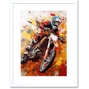 Artery8 Wall Art Print Motocross Race Motorcycle Sport Oil Painting Artwork Framed 9X7 Inch in White Size: W7" x H9" White W7" x H9" Artery8 Wall Art Print Motocross Race Motorcycle Sport Oil Painting Artwork Framed 9X7 Inch in White Size: W7" x H9" White W7" x H9"