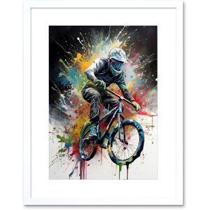 Artery8 Wall Art Print Mountain Biking Extreme Sport Paint Splat Portrait Artwork Framed 9X7 Inch in White Size: W7" x H9" White W7" x H9" Artery8 Wall Art Print Mountain Biking Extreme Sport Paint Splat Portrait Artwork Framed 9X7 Inch in White Size: W7" x H9" White W7" x H9"