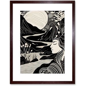 Artery8 Wall Art Print Earth Goddess River Mountain Landscape Linocut Artwork Framed 9X7 Inch in Brown Size: W7" x H9" Brown W7" x H9" Artery8 Wall Art Print Earth Goddess River Mountain Landscape Linocut Artwork Framed 9X7 Inch in Brown Size: W7" x H9" Brown W7" x H9"