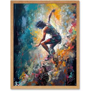 Artery8 Wall Art Print Rock Climber Multicoloured Mountain Cliff Descent Art Framed in Light Oak Size: W12" x H16" Light Oak W12" x H16" Artery8 Wall Art Print Rock Climber Multicoloured Mountain Cliff Descent Art Framed in Light Oak Size: W12" x H16" Light Oak W12" x H16"