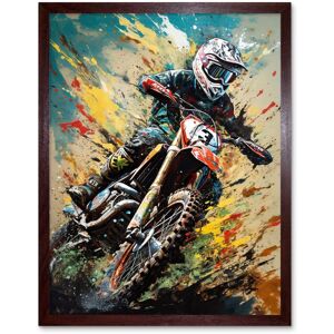 Artery8 Wall Art Print Motocross Race Sport Driver Action Shot Painting Art Framed in Brown Size: W12" x H16" Brown W12" x H16" Artery8 Wall Art Print Motocross Race Sport Driver Action Shot Painting Art Framed in Brown Size: W12" x H16" Brown W12" x H16"